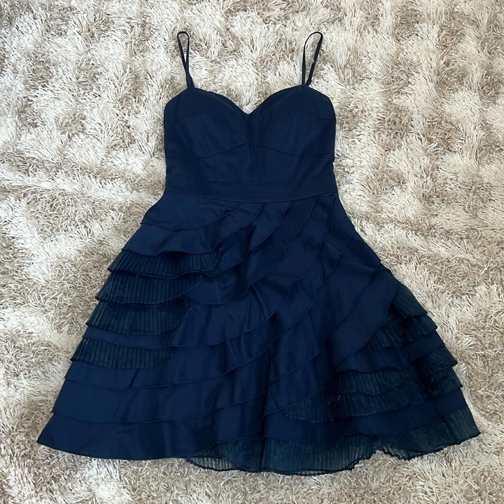 Navy blue ruffled dress